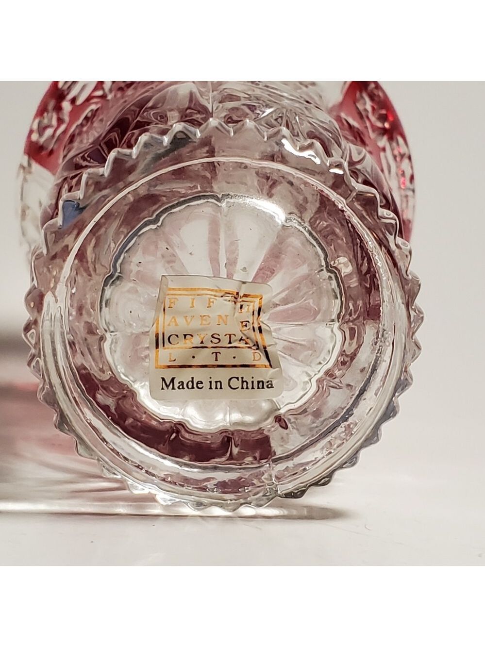 Fifth Avenue Crystal Rosaline Ruby Floral Vase Vintage Anna Hutte Cut Glass EUC - Picture 4 of 8